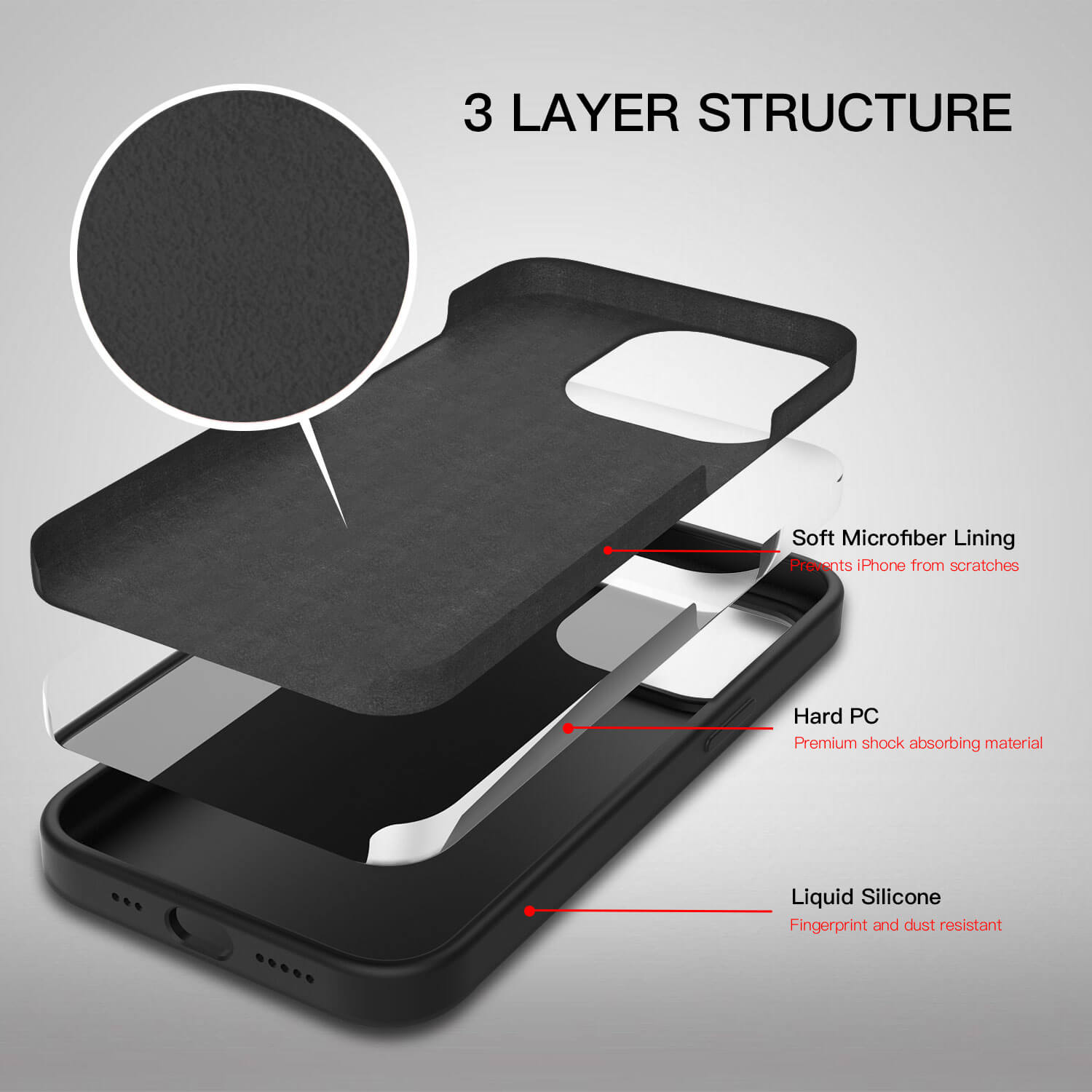 Tough On iPhone 13 Pro Strong Liquid Silicone Case Black