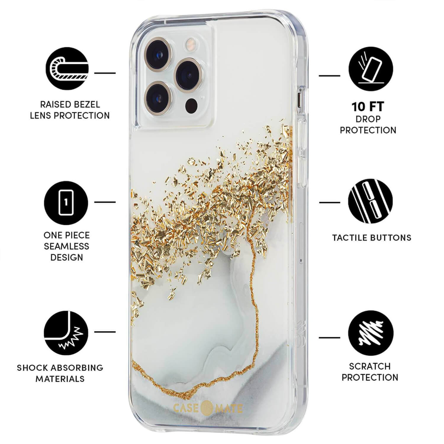 Case-Mate iPhone 13 Pro Case Karat Marble Antimicrobial