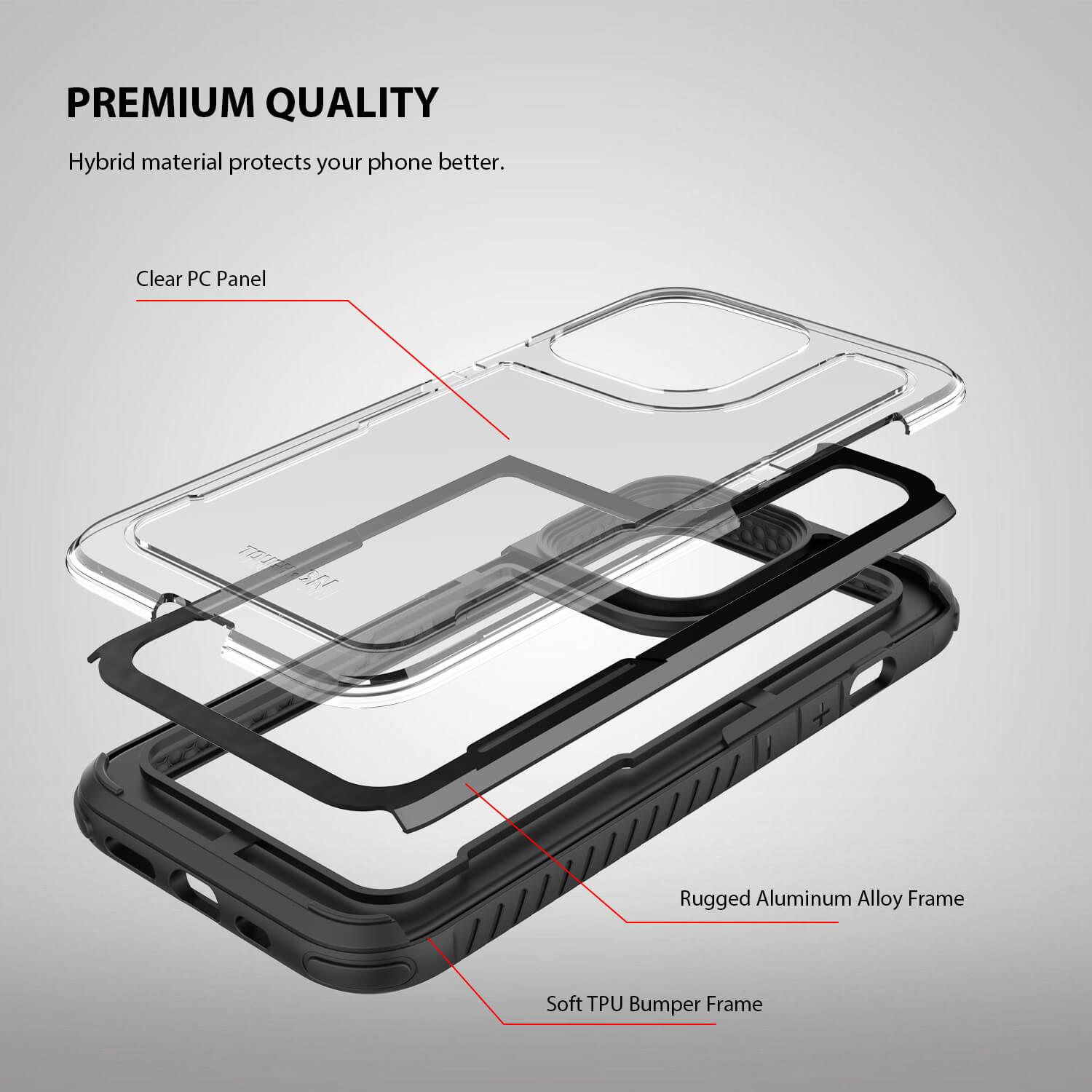 Tough On iPhone 13 Pro Max Case Iron Shield Black