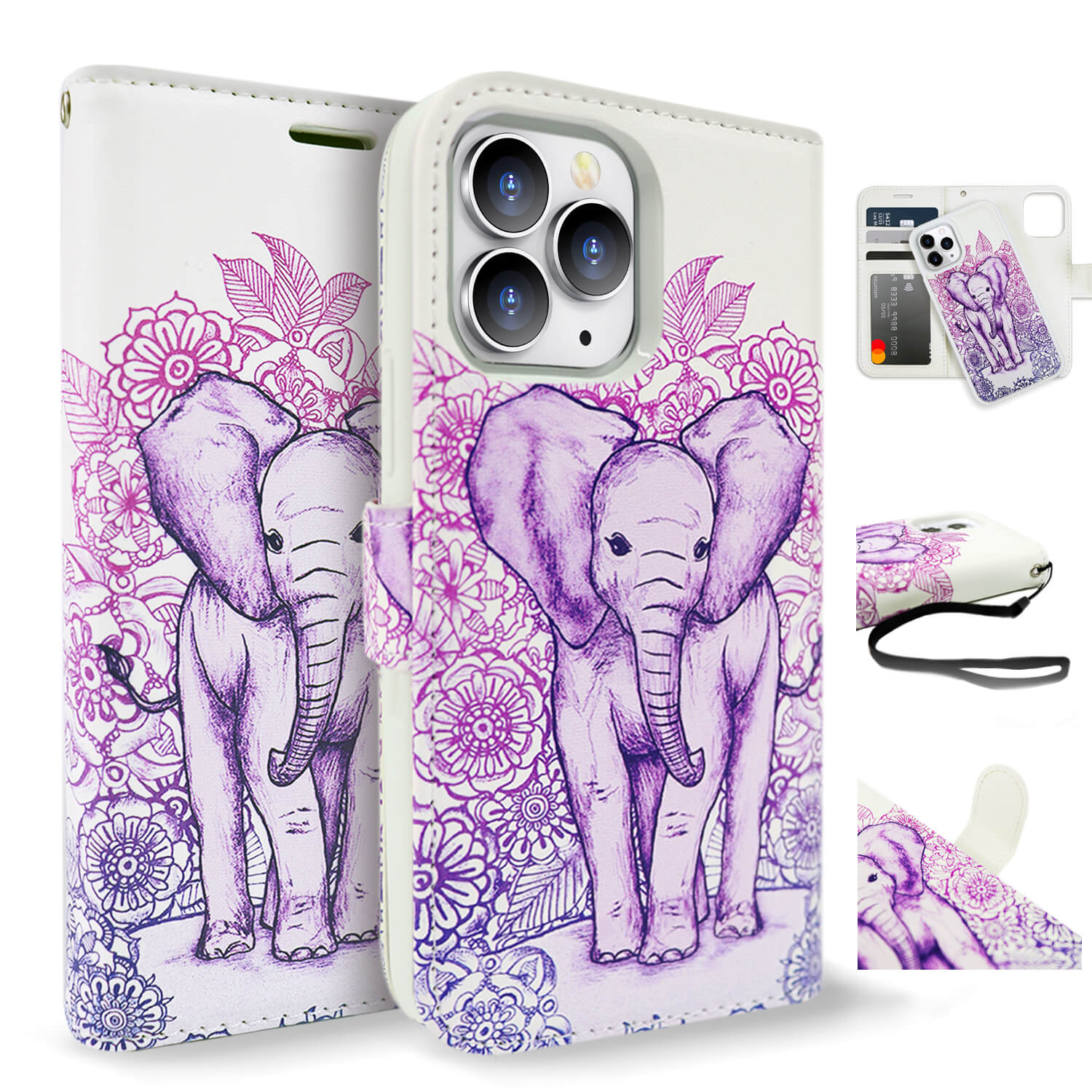 Tough On iPhone 13 Pro Max Case Magnetic Detachable Leather Elephant