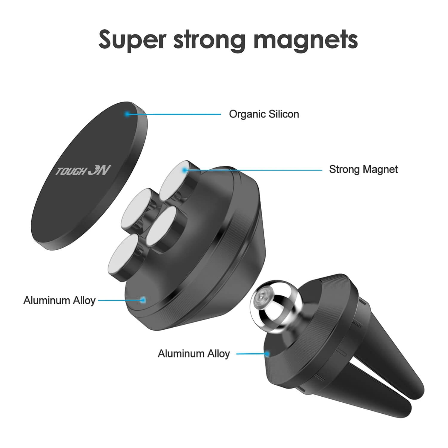 Tough On Power Magnetic Car Mount Air Vent Black