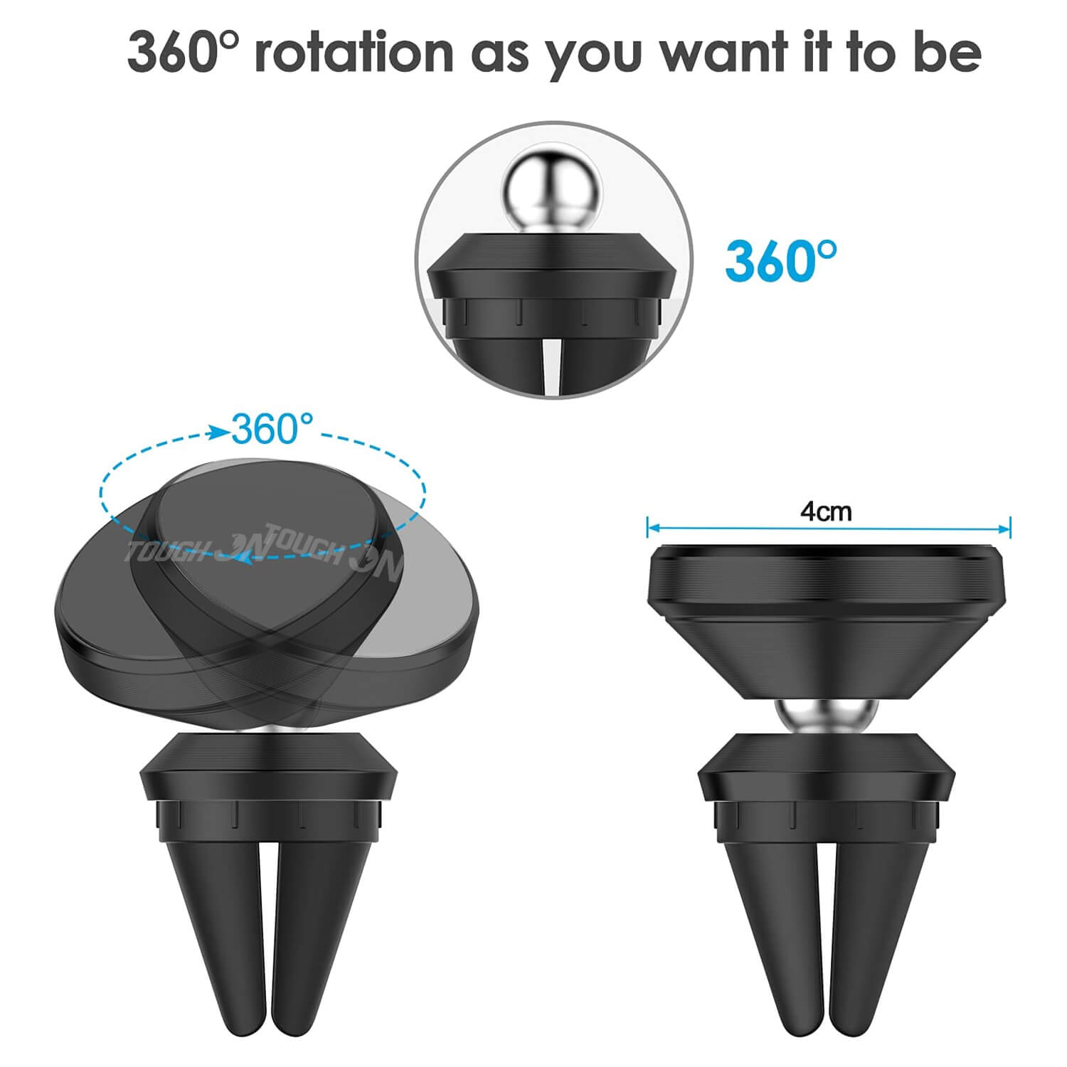 Tough On Power Magnetic Car Mount Air Vent Black