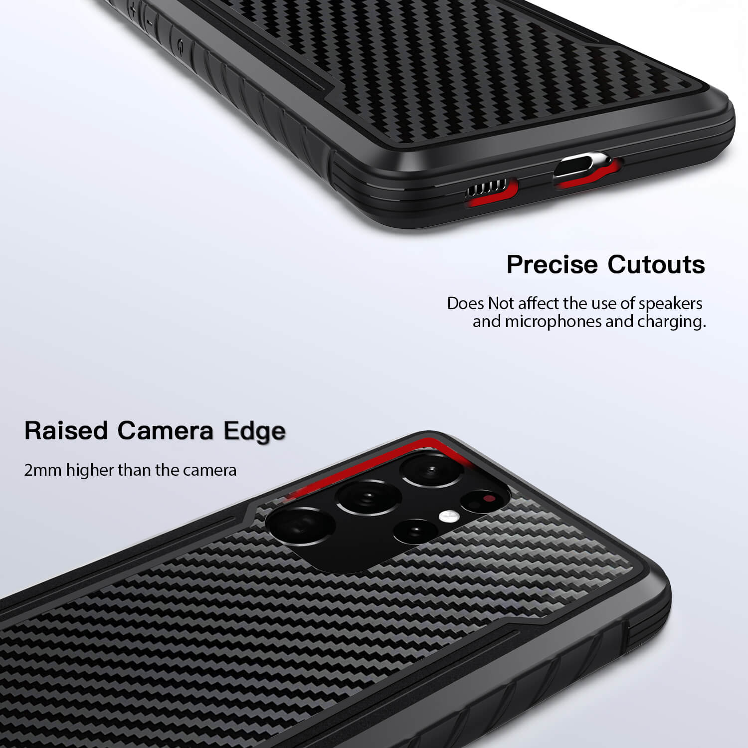 Tough On Samsung Galaxy S21 Ultra 5G Case Iron Shield Carbon Fiber Black