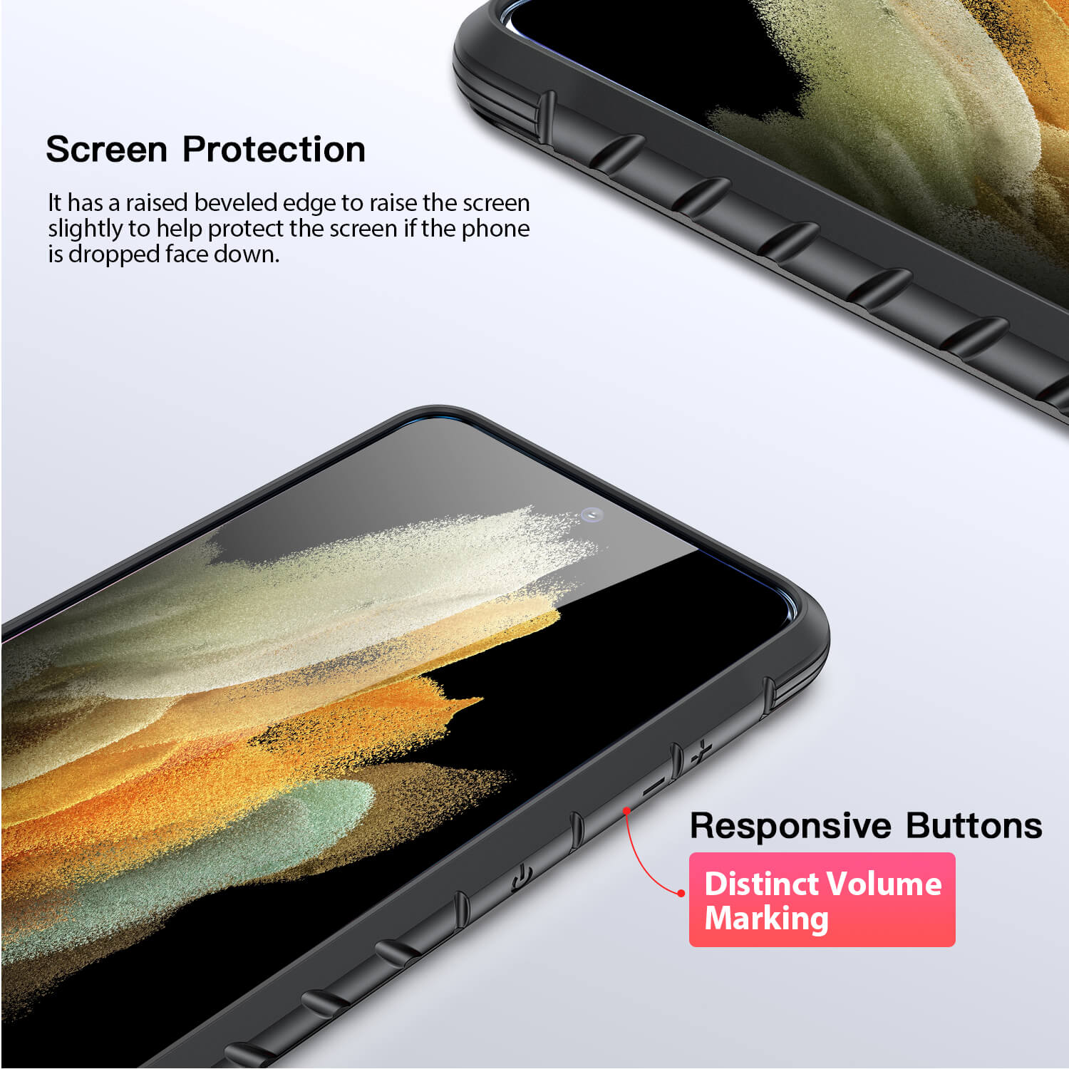 Tough On Samsung Galaxy S21 Ultra 5G Case Iron Shield Carbon Fiber Black