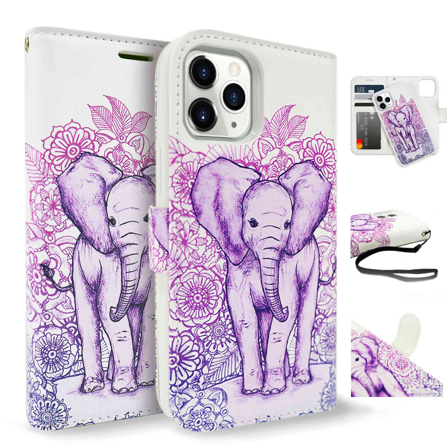 Tough On iPhone 12 / 12 Pro Case Detachable Leather Elephant